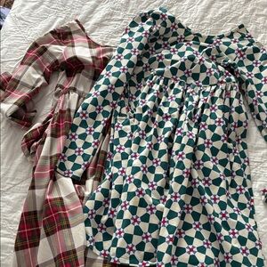 Hanna Andersson Green and Cream Patterned Dress